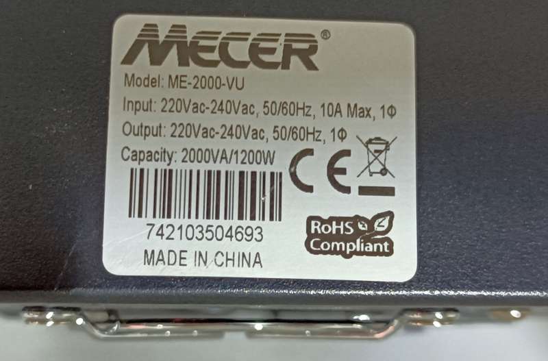 Mecer 2000VA 1200W UPS with SA plugs