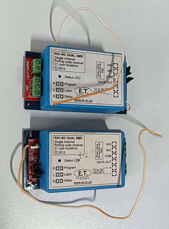 E.T. Single channel rolling code remote receiver x 2