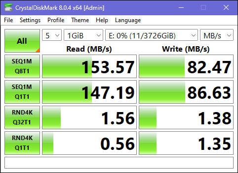 Seagate 4TB hdd | 147mb/s read | 82mb/s write | 4% health