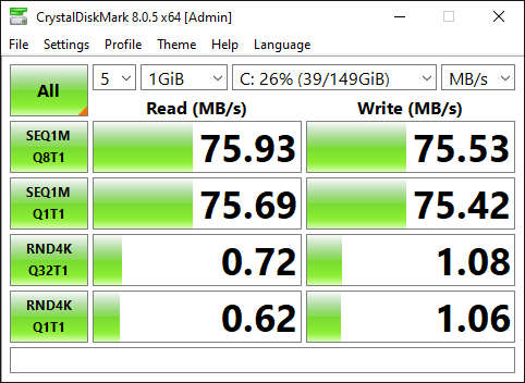 Seagate 160B HDD | 75mb/s read and write | 84% health