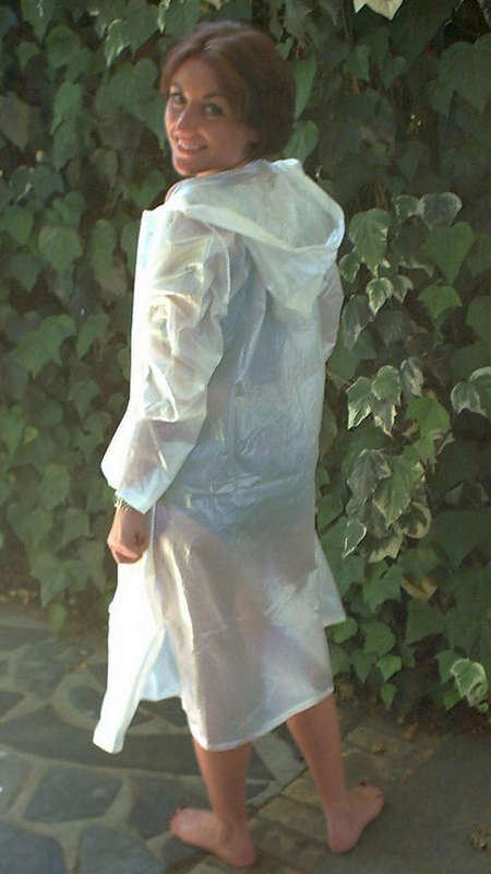 White plastic raincoat hotsell
