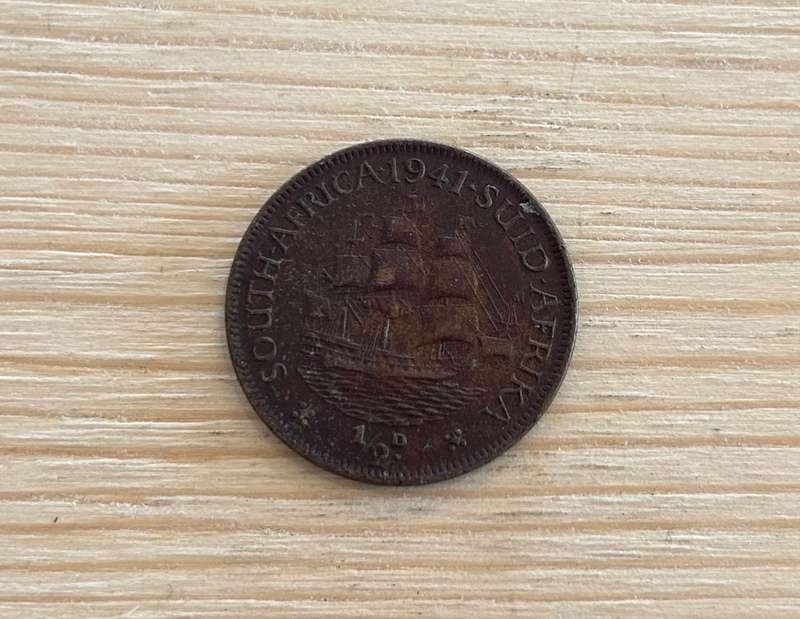 South African Union Half Penny Coin 1/2D 1941