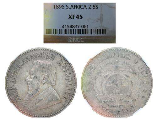 ZAR 1896 HALF CROWN- GRADED NGC XF45