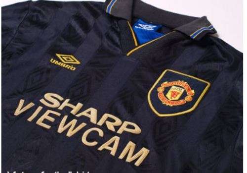 93-95 Manchester United Away Jersey Black - XLarge (Retro)