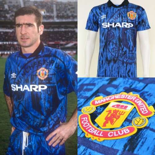 92-93 Manchester United Away Jersey Blue - XL (Retro)