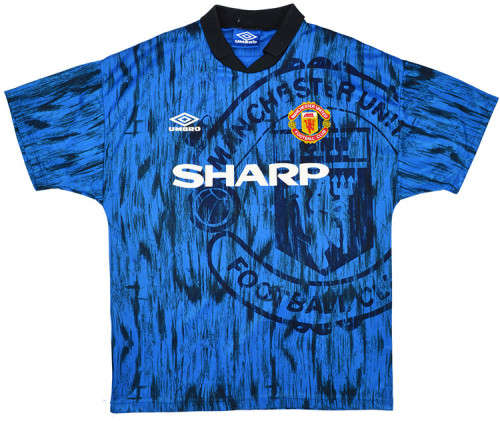 92-93 Manchester United Away Jersey Blue - XL (Retro)