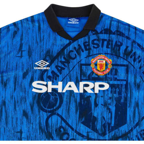 92-93 Manchester United Away Jersey Blue - XL (Retro)