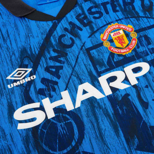 92-93 Manchester United Away Jersey Blue - XL (Retro)