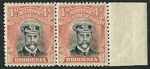 RHODESIA BSAC - 1913 ADMIRALS 4d DIE III Perf. 14 SACC 294 **UM**