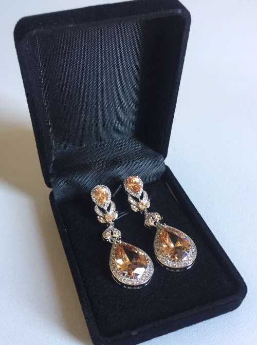 Lab created Morganite and Sterling Silver Drop Earrings