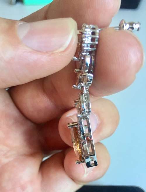 Lab created Morganite and Sterling Silver Drop Earrings
