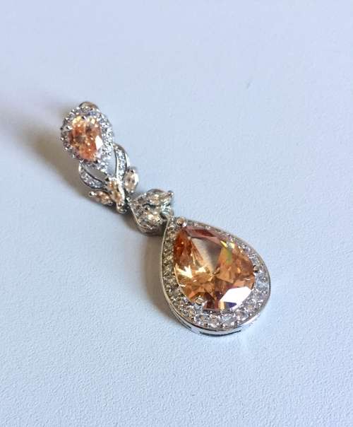 Lab created Morganite and Sterling Silver Drop Earrings