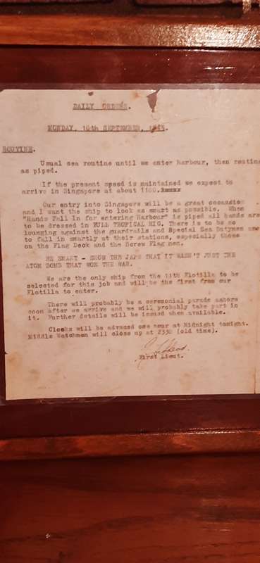 *RARE* WW2 Daily Order from HMS Sussex : Surrender of Japanese Southern Armies