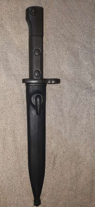 * ORIGINAL * - Union Defence Force Marked : 1960s South African Uzi S1 Bayonet w/ Scabbard.