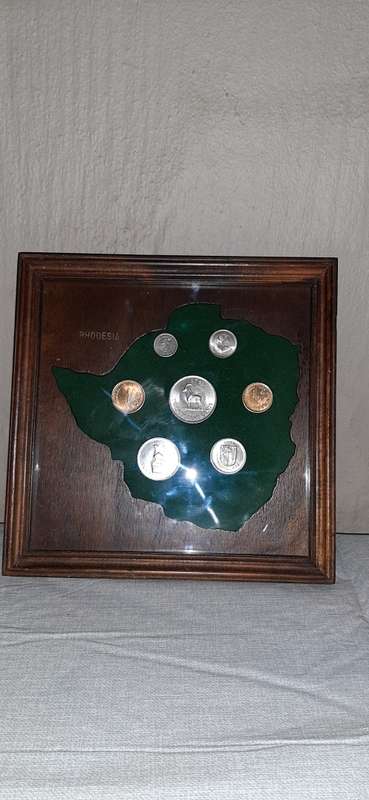 RHODESIAN COIN SET #2  ** Rhodesia Mounted & Framed Short Coin Set **.
