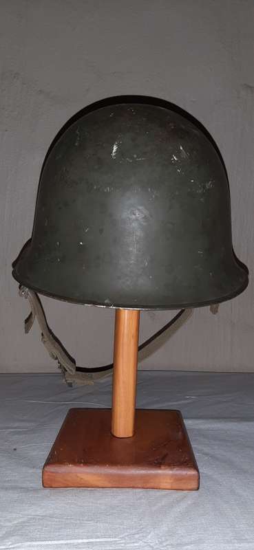 ** 1976 - SADF Officer`s M63 Steel Helmet attested to a Major Strydom. **