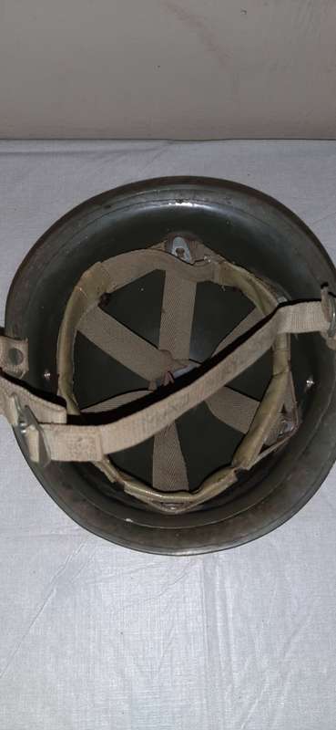 ** 1976 - SADF Officer`s M63 Steel Helmet attested to a Major Strydom. **
