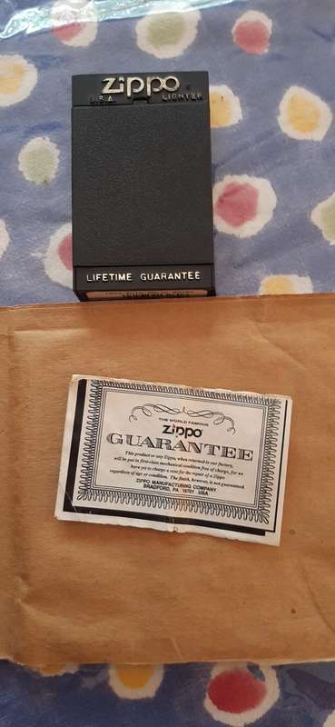 ** ORIGINAL- Vintage Solid Brass ZIPPO Slim Petrol Lighter w/ Certificate and Display Case. **