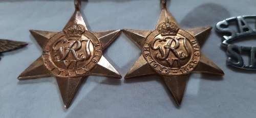 **ORIGINAL- RARE!! WWII S.A.A.F Medal and Wing Insignia Group for 2 Wing Heavy Bomber Squadron.**
