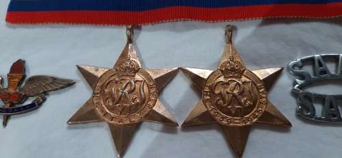 **ORIGINAL- RARE!! WWII S.A.A.F Medal and Wing Insignia Group for 2 Wing Heavy Bomber Squadron.**