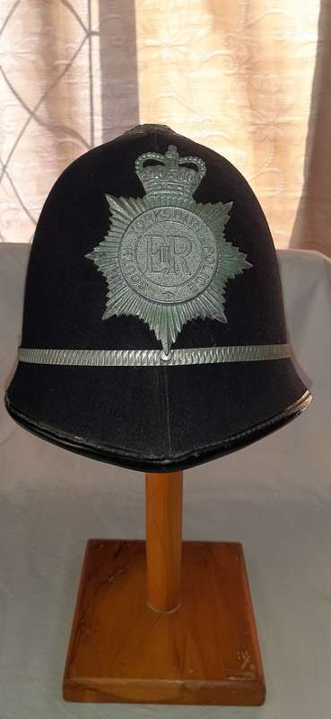 ** ORIGINAL- 1970s British South Yorkshire Police Helmet and Badge. **