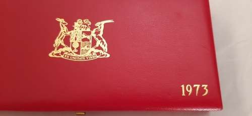 **ORIGINAL- 1973  South African Mint Long Proof Set in Box (Incomplete) 7 Coins. #1 **