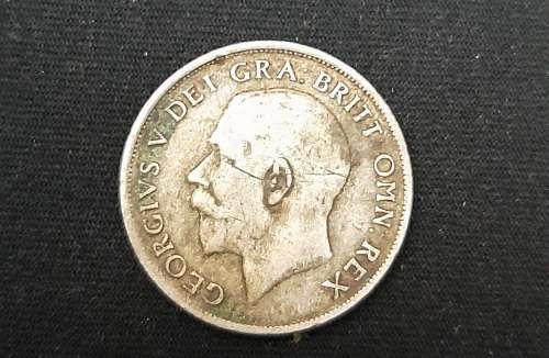 ** ORIGINAL- 1920 British King George V Silver 1 Shilling Coin (VG).**