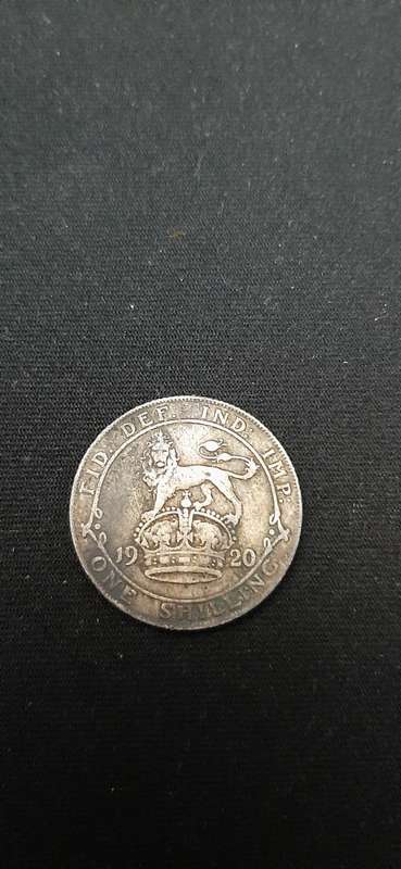 ** ORIGINAL- 1920 British King George V Silver 1 Shilling Coin (VG).**