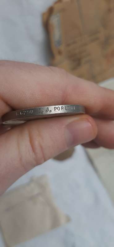 **WWII (1939-1945) Poplett Family Medal and Identity Disc Set (Husband and Wife) Lot #3.**