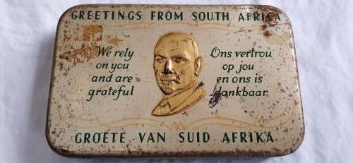 **ORIGINAL- WW2 Jan Smuts South African Christmas 1940 Chocolate Tin. (20cm x 13cm)**