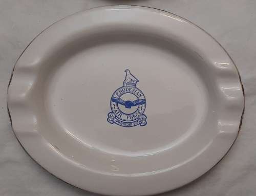 ** Rhodesian Bush War : Pair of Ceramic Ashtrays - `Op. Grapple` and Rhodesian Air Force (x2).**