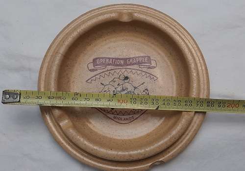 ** Rhodesian Bush War : Pair of Ceramic Ashtrays - `Op. Grapple` and Rhodesian Air Force (x2).**