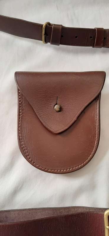 **ORIGINAL- 1950s South African Police Leather Equipment Holster and Belt Assembly (Marked S.A.P)**