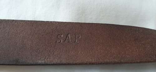 **ORIGINAL- 1950s South African Police Leather Equipment Holster and Belt Assembly (Marked S.A.P)**