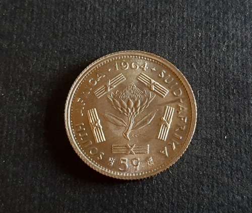 ** MINT : 1964 South Africa Silver 5 Cent Coin (Uncirculated) #3 **