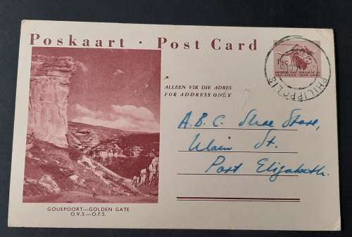 ** 1961 Republic of South Africa 1½c  Golden Gate O.F.S Postcard.**