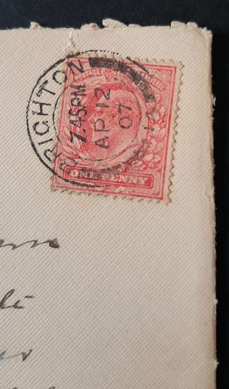 ** 1907 1 Penny KEVII on Letter Cover to Cape Colony w/ Letter.**