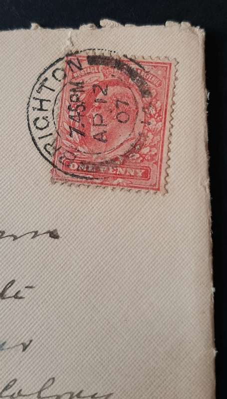 ** 1907 1 Penny KEVII on Letter Cover to Cape Colony w/ Letter.**