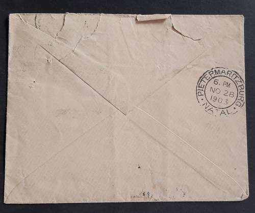 ** 1903  1 Penny Postage KEVII Letter Cover to British Consul in Natal (Corrected).**