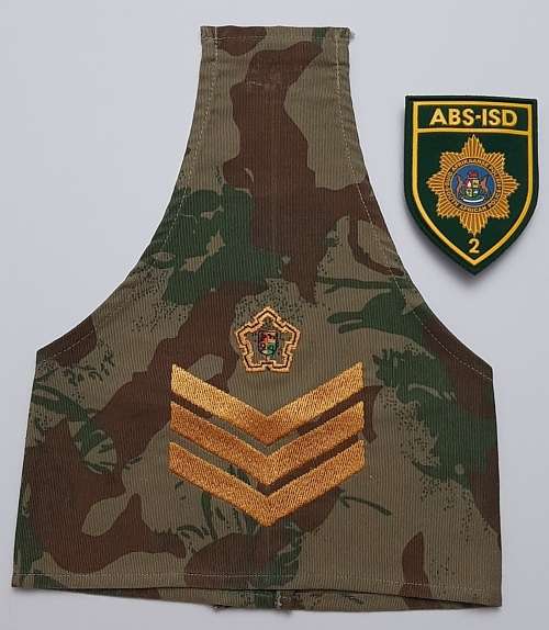 ** Pre-1994 South African Police (SAP) Camo Sergeant Brassard and ABS-ISD 2  Chest Flash **