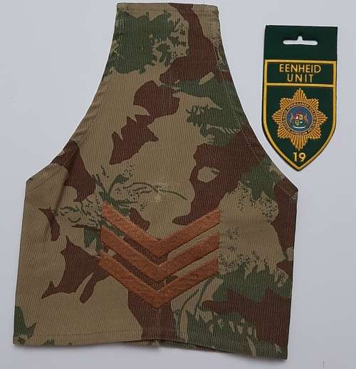 ** Pre-1994 South African Police (SAP) Camo L/Sergeant Brassard and Unit 19 Pocket Flash **