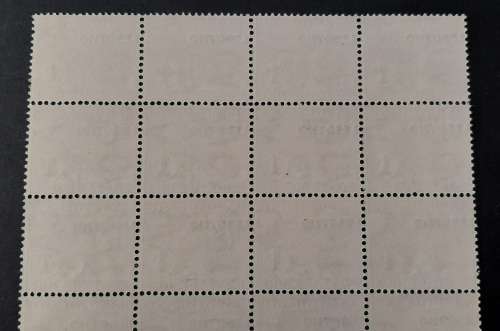 ** 1966 Basutoland Red 1c Postage Due Lesotho Overprint Mint Block Sheet x16.**