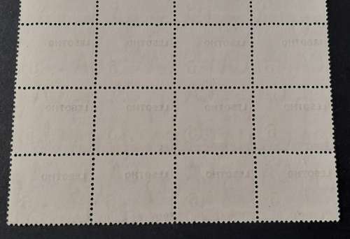 ** 1966 Basutoland Grey 5c Postage Due Lesotho Overprint Mint Block Sheet x16 Stamps.**