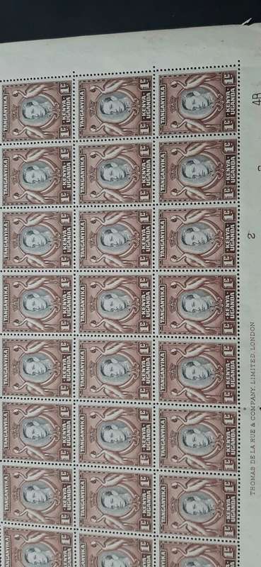 ** 1938 KGVI C/B Tanganyika, Kenya, Uganda 1c Sheet x 30 Stamps. **