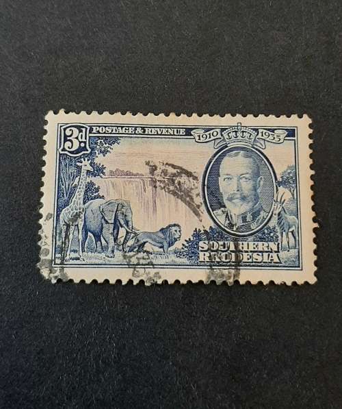 ** 1935 KGV Southern Rhodesia Blue 3d. Silver Jub. Stamp (Used).**