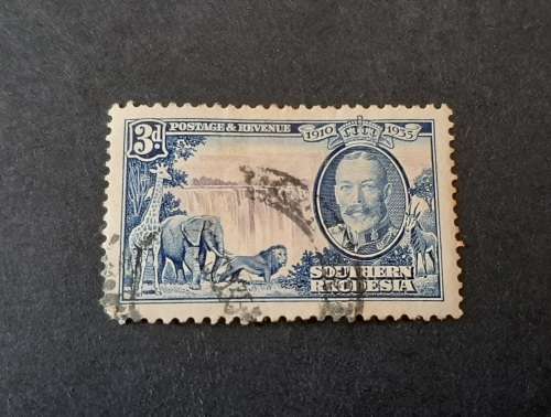 ** 1935 KGV Southern Rhodesia Blue 3d. Silver Jub. Stamp (Used).**