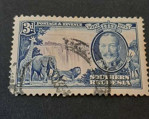 ** 1935 KGV Southern Rhodesia Blue 3d. Silver Jub. Stamp (Used).**