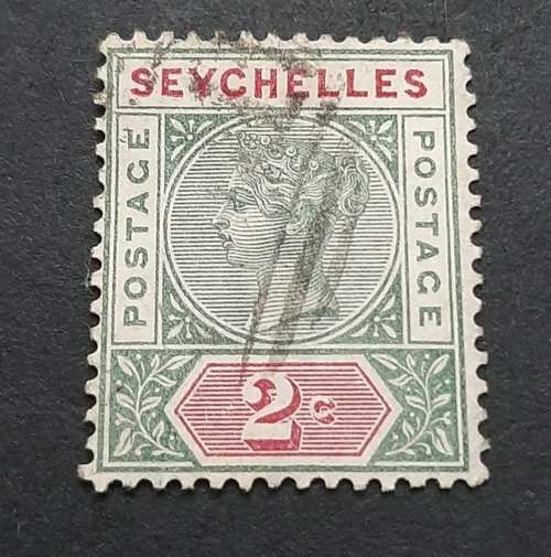1892 Seychelles QV Green-Carmine 2c Stamp