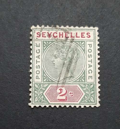 1892 Seychelles QV Green-Carmine 2c Stamp