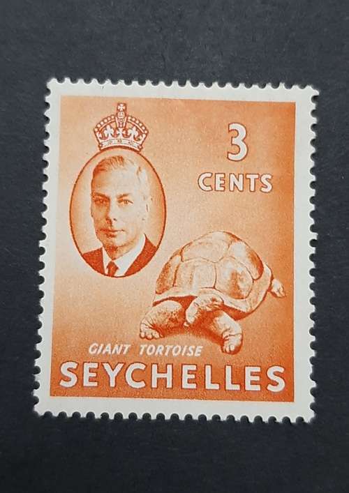 1952 Seychelles KGVI Orange 3 cents Giant Tortoise Stamp (Unused)